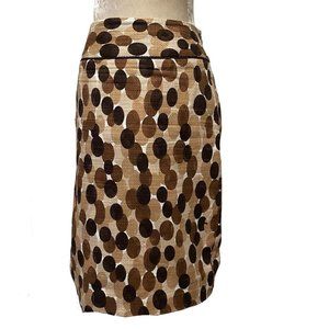 Rafaella Studio Womens Polka Dot Skirt White Beige Brown Size 12 MFSR 58.00
